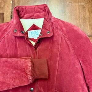 Vintage Royal‎ Deb Leather Suede Sherpa Lined Red Bomber Jacket Womens Size 12